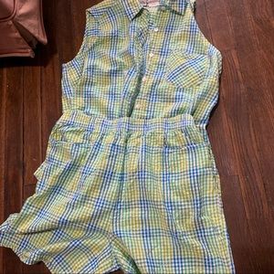 Vintage plaid linen short set